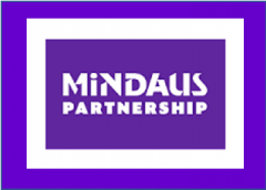 purple and white logo with words MiND AUS