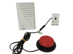 Red button attached to doorbell