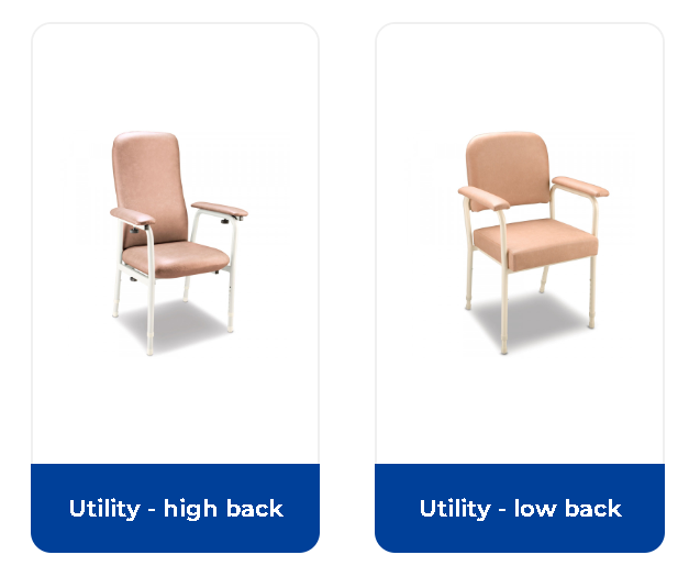 High and low back utility chair options